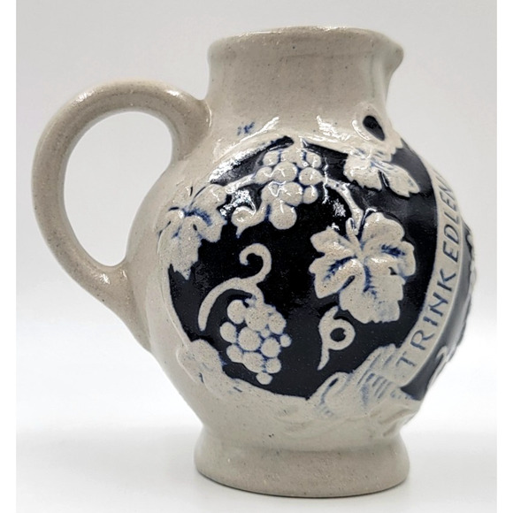 Marzi & Remy German Pottery Pitcher 4 3/8" Jug Blue Gray Grapes Wine Lot of 2 - Picture 6 of 8